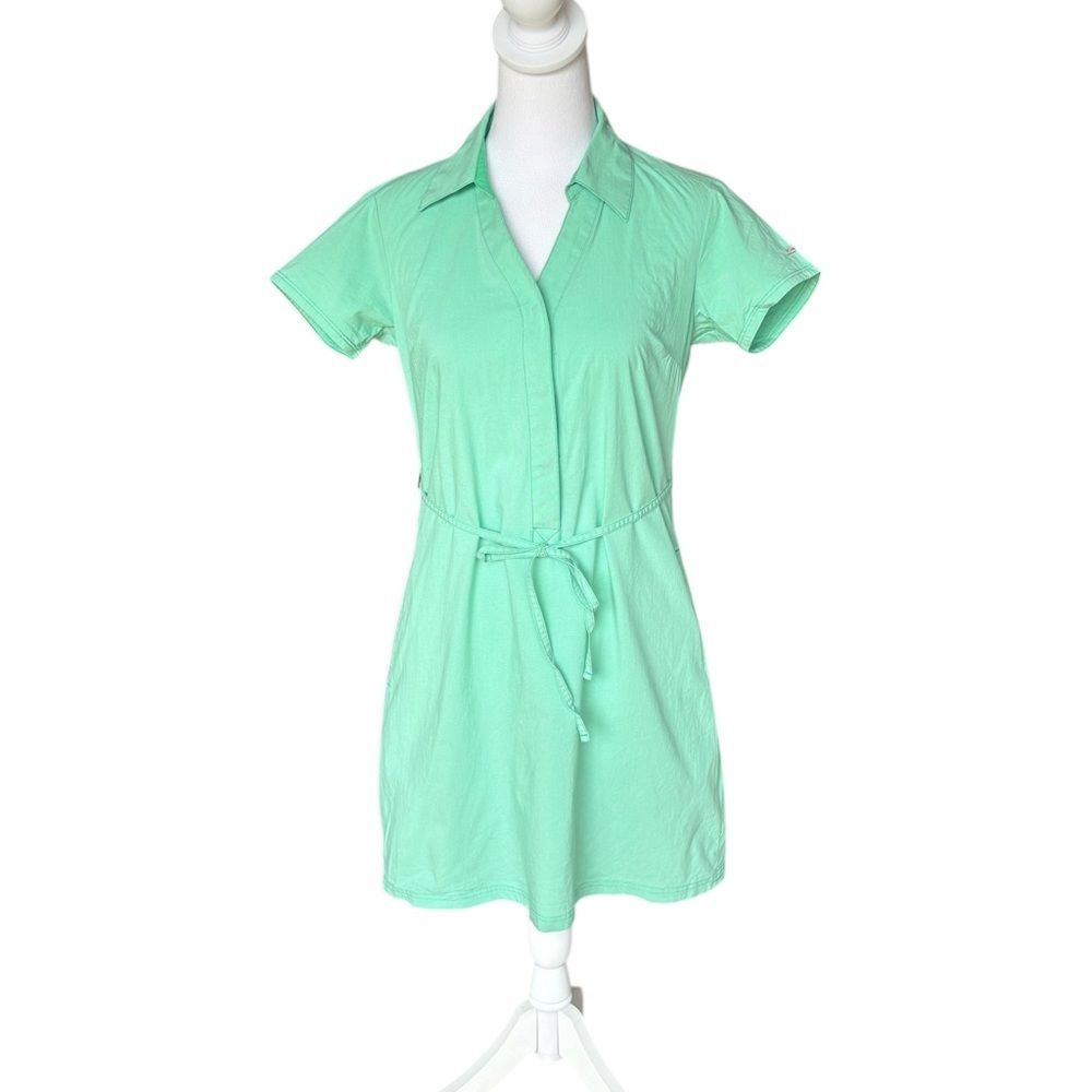 Columbia Shirt Dress Mini Tie Waist Short Sleeve Mint Green Womens Size XS